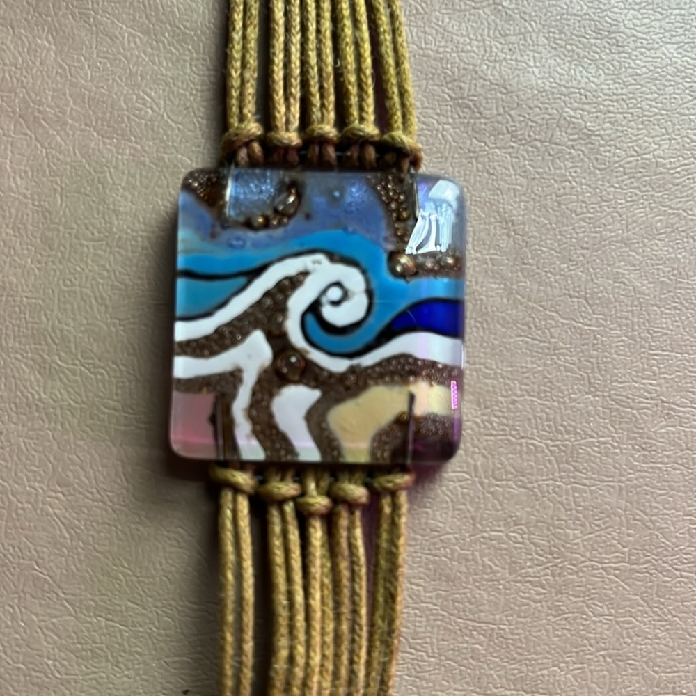 Beach ocean wave glass bracelet